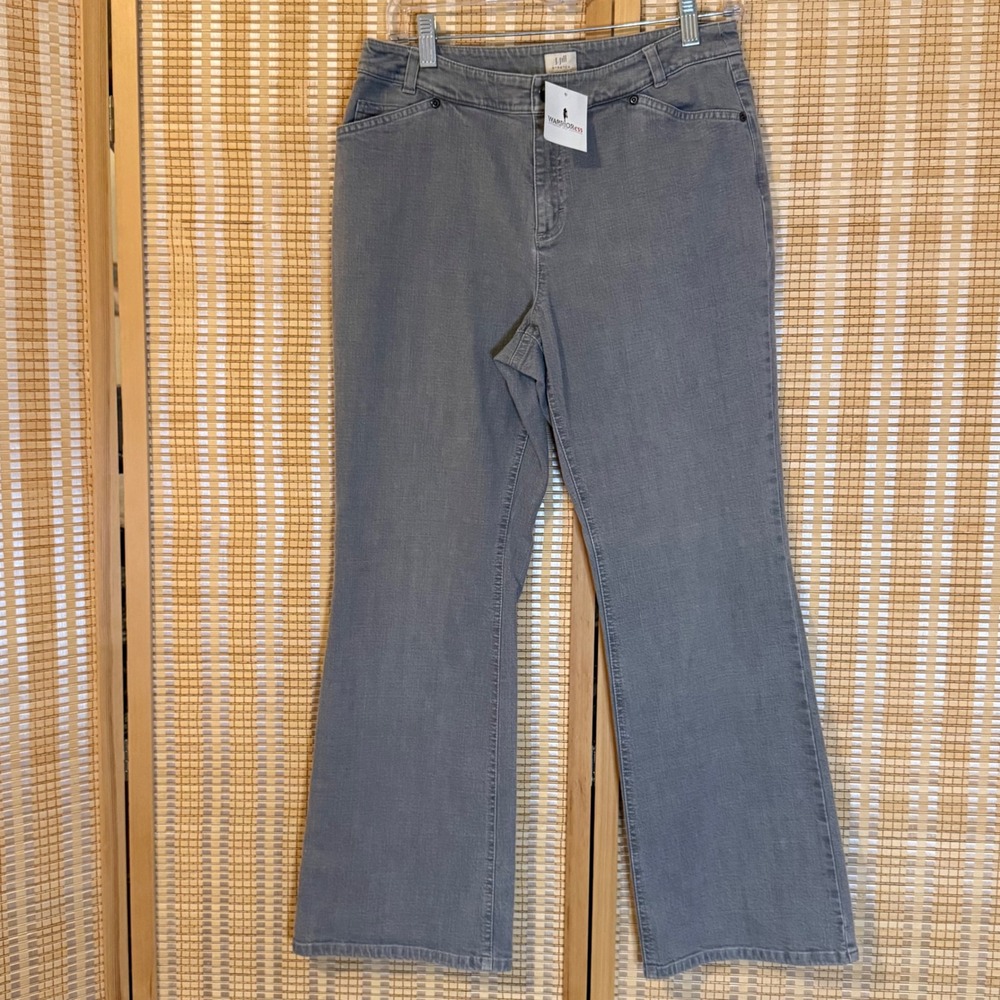 J. Jill Stretch Gray Denim Flare Leg Pants Petite 10P Cotton Blend Streetwear